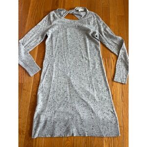 LOFT Sweater Dress Womens Small Gray Twisted Open Back Nylon Long Knitted Casual